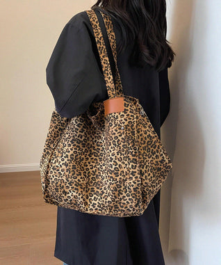 Savana Luxe Oversized Leopard Canvas Tote