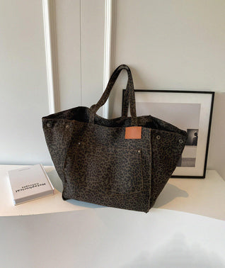 Savana Luxe Oversized Leopard Canvas Tote